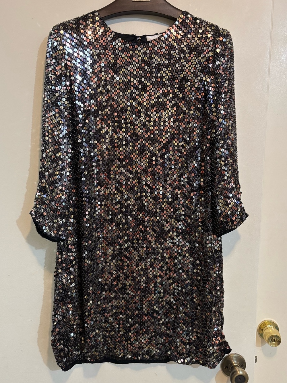 Parker Black Iridescent Sequin Shift Dress